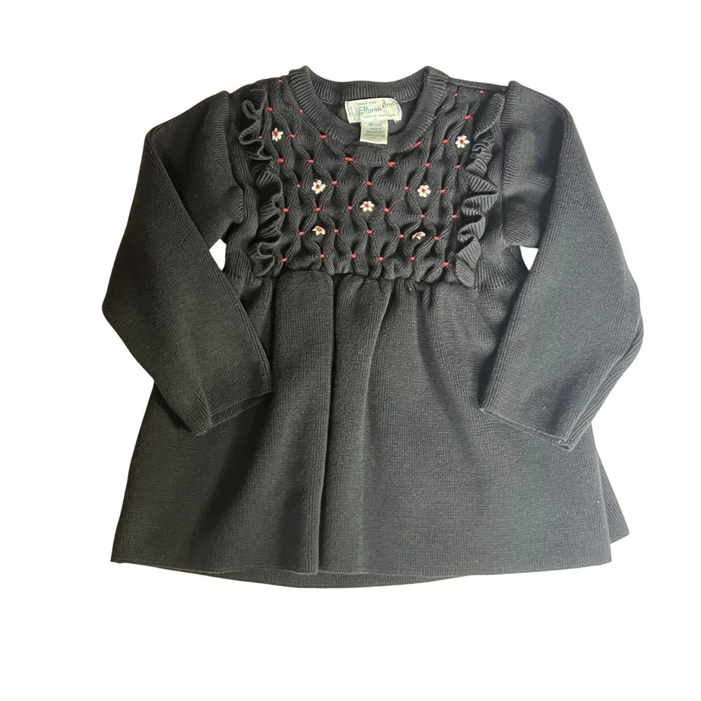 Feltman Brothers Dainty Navy Cotton Smocked Embroidered Romantic Dress 4T‎